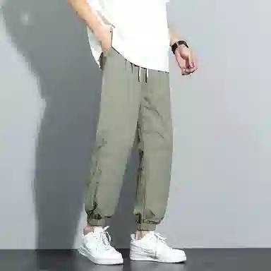 顶峰保罗 冰丝薄款速干运动九分裤潮流宽松百搭大码束脚休闲裤 男女同款