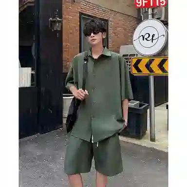 顶峰保罗 冰丝纯色简约凉感舒适短袖短裤搭配一套日系潮牌宽松小众百搭高级感休闲运动套装 男女同款