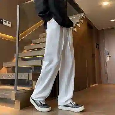 顶峰保罗 美式潮牌复古宽松直筒阔腿薄款水洗做旧休闲透气高街百搭牛仔裤 男女同款