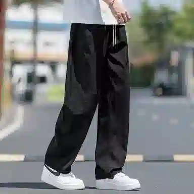 顶峰保罗 无性别主义凉感亲肤透气宽松直筒运动裤子美式潮流轻薄长裤时尚百搭高级感休闲裤 男女同款