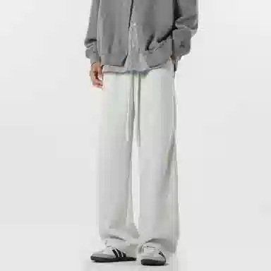 顶峰保罗 美式复古纯色宽松阔腿卫裤无性别主义直筒垂感拖地裤高级感百搭运动休闲裤 男女同款