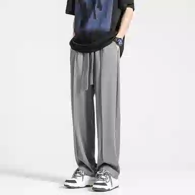 顶峰保罗 纯色质感薄款舒适直筒长裤复古潮牌宽松凉感小众简约百搭高级感显瘦运动阔腿 休闲裤 男女同款