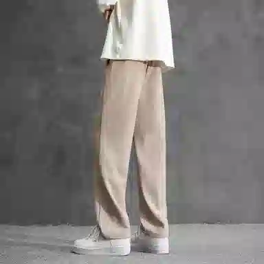 顶峰保罗 纯色垂感凉感宽松百搭直筒长裤薄款舒适小众简约高级感潮牌显瘦显高微喇休闲裤 男女同款