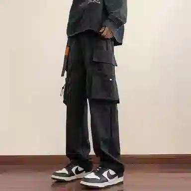 顶峰保罗 美式痞帅薄款简约工装直筒长裤大口袋设计感潮牌宽松小众百搭高街凉感舒适休闲裤 男女同款