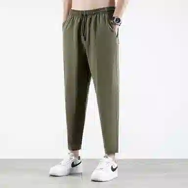 顶峰保罗 无性别主义九分裤薄款凉感亲肤透气宽松运动潮流商务直筒速干时尚百搭系带休闲裤 男女同款