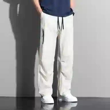 顶峰保罗 冰丝速干工装直筒长裤宽松运动小众百搭设计感潮牌薄款透气舒适阔腿休闲裤 男女同款