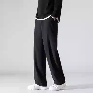 顶峰保罗 潮牌美式高街宽松运动直筒拖地长裤无性别主义痞帅简约纯色时尚百搭垂感休闲裤 男女同款