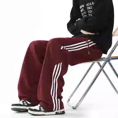 顶峰保罗 美式高街侧边条纹百搭直筒长裤复古潮流宽松舒适小众百搭痞帅设计感大码阔腿休闲裤 男女同款