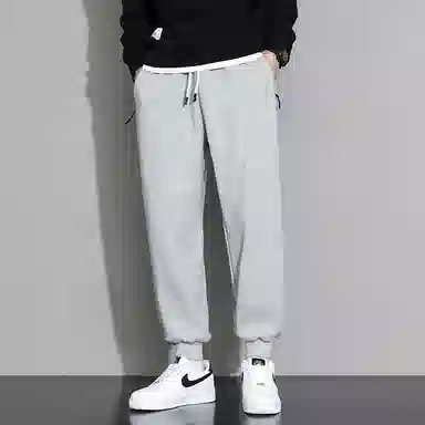 顶峰保罗 重磅宽松运动束脚裤无性别主义纯色加绒加厚大码通勤卫裤弹力抽绳显高显瘦简约百搭高街休闲裤 男女同款