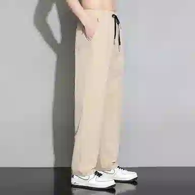 顶峰保罗 冰丝凉感透气宽松直筒长裤无性别主义潮牌薄款垂感阔腿速干运动百搭显瘦休闲裤 男女同款