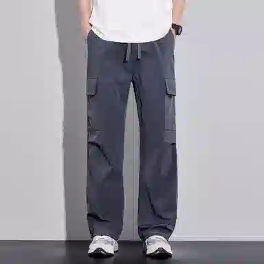 顶峰保罗 美式潮牌冰丝薄款无性别主义户外多口袋工装裤宽松直筒阔腿运动伞兵裤休闲裤 男女同款