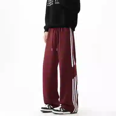 顶峰保罗 美式高街侧边条纹百搭直筒长裤复古潮流宽松舒适小众百搭痞帅设计感大码阔腿休闲裤 男女同款