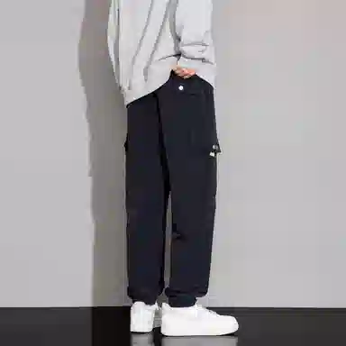 顶峰保罗 美式复古宽松直筒加绒加厚工装长裤无性别主义痞帅潮流百搭秋冬穿搭束脚休闲裤 男女同款