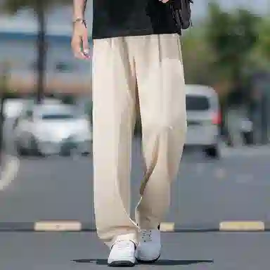 顶峰保罗 无性别主义冰丝凉感亲肤透气宽松直筒西裤美式潮流垂感长裤时尚百搭阔腿高级感休闲裤 男女同款