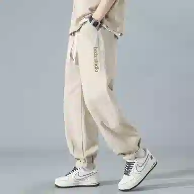 顶峰保罗 刺绣工装纯棉潮牌长裤运动潮流百搭宽松无性别主义运动裤直筒时尚阔腿设计感休闲裤 男女同款