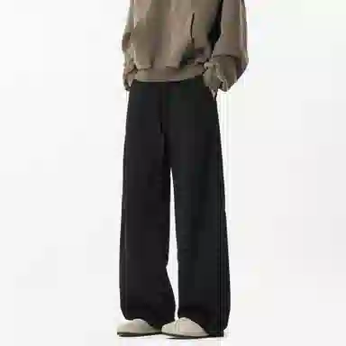 顶峰保罗 美式复古纯色宽松阔腿卫裤无性别主义直筒垂感拖地裤高级感百搭运动休闲裤 男女同款