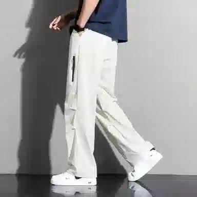 顶峰保罗 冰丝速干工装直筒长裤宽松运动小众百搭设计感潮牌薄款透气舒适阔腿休闲裤 男女同款