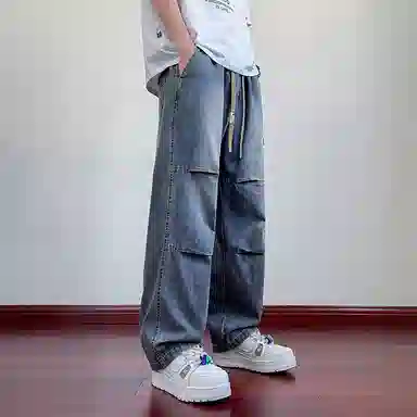 悍戈 秋季时节 美式高街风格青少年宽松透气休闲工装裤大集合牛仔裤 男女同款