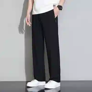 顶峰保罗 冰丝薄款透气垂感直筒阔腿长裤无性别主义潮牌凉感舒适宽松运动百搭速干休闲裤 男女同款