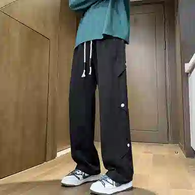 顶峰保罗 铆钉直筒宽松潮牌美式高街长裤无性别主义痞帅简约时尚百搭小众设计感休闲裤 男女同款