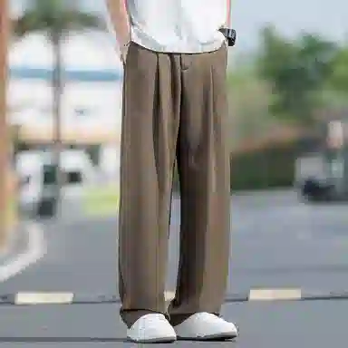 顶峰保罗 无性别主义冰丝凉感亲肤透气宽松直筒西裤美式潮流垂感长裤时尚百搭阔腿高级感休闲裤 男女同款