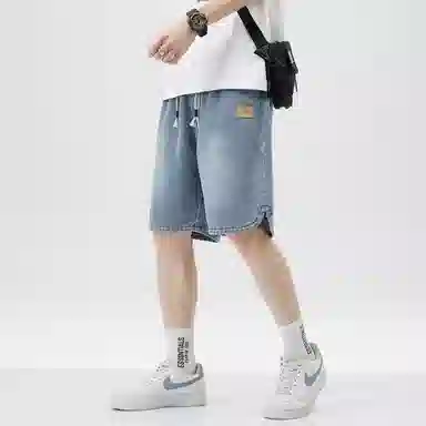 顶峰保罗 星空纹水洗撞色直筒五分裤美式复古薄款潮牌宽松舒适小众百搭休闲阔腿牛仔短裤 男女同款