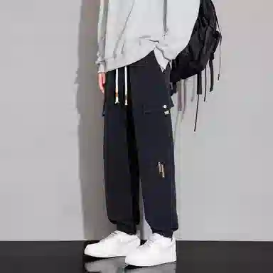 顶峰保罗 美式复古宽松直筒加绒加厚工装长裤无性别主义痞帅潮流百搭秋冬穿搭束脚休闲裤 男女同款