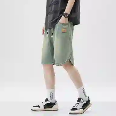 顶峰保罗 星空纹水洗撞色直筒五分裤美式复古薄款潮牌宽松舒适小众百搭休闲阔腿牛仔短裤 男女同款