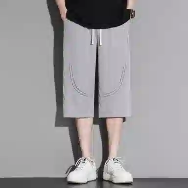 顶峰保罗 无性别主义纯色亲肤透气七分裤美式直筒凉感速干运动宽松时尚百搭抽绳休闲短裤 男女同款