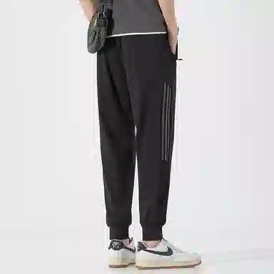 顶峰保罗 冰丝薄款速干弹力束脚九分裤潮牌百搭时尚潮流复古简约运动休闲裤 男女同款