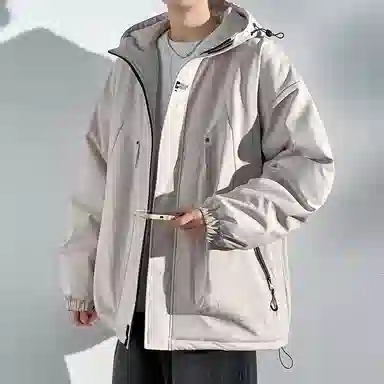 顶峰保罗 山系户外机能运动登山连帽工装长袖棉衣无性别主义潮牌休闲直筒上衣加厚多口袋宽松百搭舒适保暖耐磨棉服 男女同款