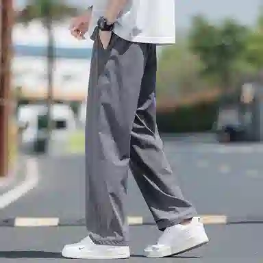 顶峰保罗 无性别主义凉感亲肤透气宽松直筒运动裤子美式潮流轻薄长裤时尚百搭高级感休闲裤 男女同款