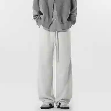 顶峰保罗 美式复古纯色宽松阔腿卫裤无性别主义直筒垂感拖地裤高级感百搭运动休闲裤 男女同款