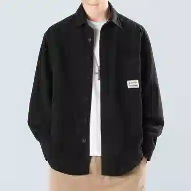 顶峰保罗 美式复古工装长袖衬衫无性别主义宽松百搭翻领开衫单排扣纯棉上衣休闲时尚潮牌夹克 男女同款