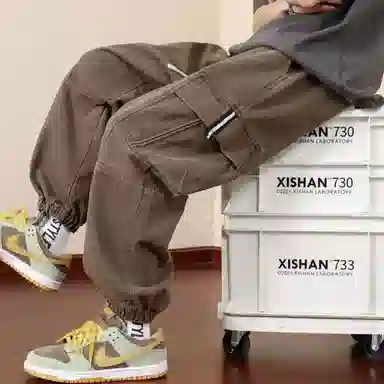 顶峰保罗 纯色运动简约宽松大码舒适通勤日常工装束脚无性别主义透气时尚松紧腰弹力显高显瘦百搭休闲裤 男女同款