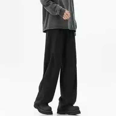 顶峰保罗 凉感透气美式压褶垂感外穿长裤子无性别主义潮流薄款舒适宽松百搭高级感直筒休闲裤 男女同款