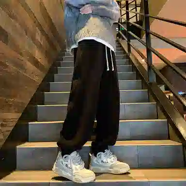 顶峰保罗 美式潮牌字母宽松运动加绒裤子无性别主义高级感秋季穿搭显高显瘦潮流百搭休闲裤 男女同款