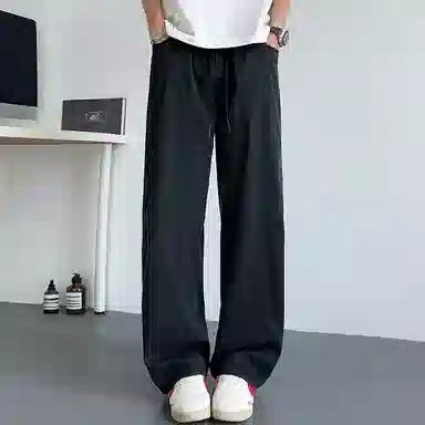 顶峰保罗 无性别主义轻薄凉感垂坠感阔腿长裤子直筒宽松时尚百搭系带亲肤透气高级感休闲裤 男女同款