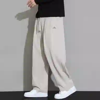 顶峰保罗 冰丝凉感速干宽松阔腿长裤无性别主义潮牌纯色大码薄款透气学生百搭运动直筒休闲裤 男女同款