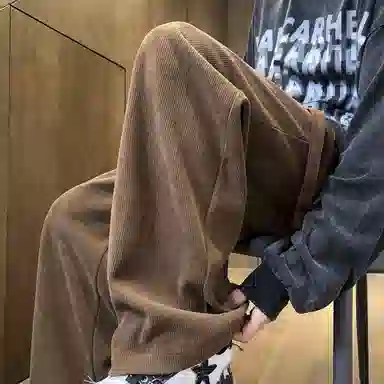 顶峰保罗 美式复古宽松直筒阔腿加绒加厚卫裤无性别主义运动卫衣纯色情侣款潮流百搭亲肤舒适休闲裤 男女同款