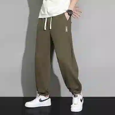 顶峰保罗 潮牌宽松大码无性别主义运动通勤束脚卫裤弹力抽绳显高百搭简约时尚加绒加厚休闲裤 男女同款