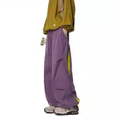 顶峰保罗 纯色宽松直筒运动伞兵裤青少年春秋穿搭美式潮牌高级感情侣潮流百搭通勤阔腿休闲裤 男女同款