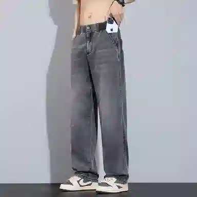 顶峰保罗 莱赛尔凉感透气水洗直筒长裤美式复古高街宽松小众百搭高级感薄款透气阔腿牛仔裤 男女同款