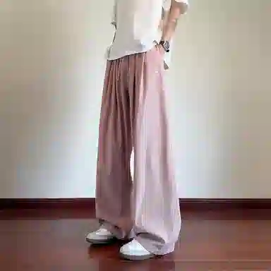 顶峰保罗 冰丝薄款纯色直筒阔腿长裤凉感透气速干宽松小众百搭运动潮牌慵懒风舒适休闲裤 男女同款