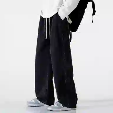 顶峰保罗 美式宽松百搭透气无性别主义弹力透气垂感休闲潮流阔腿拖地牛仔裤 男女同款