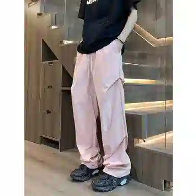 顶峰保罗 痞帅凉感舒适简约百搭伞兵直筒长裤户外登山跑步运动宽松小众设计感阔腿休闲裤 男女同款