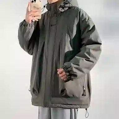 顶峰保罗 山系户外机能运动登山连帽工装长袖棉衣无性别主义潮牌休闲直筒上衣加厚多口袋宽松百搭舒适保暖耐磨棉服 男女同款