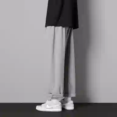 顶峰保罗 两穿直筒美式潮牌宽松运动抽绳长裤无性别主义痞帅时尚百搭简约束脚休闲裤 男女同款