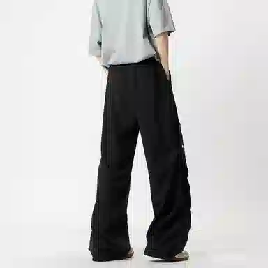 顶峰保罗 美式薄款宽松直筒阔腿伞兵裤无性别主义夏天速干青少年运动休闲裤 男女同款