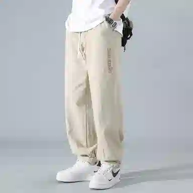 顶峰保罗 刺绣工装纯棉潮牌长裤运动潮流百搭宽松无性别主义运动裤直筒时尚阔腿设计感休闲裤 男女同款